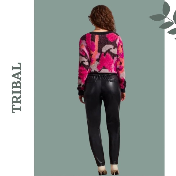 Tribal Vegan Leather Joggers Black Elastic Waist Size Extra Large - Picture 2 of 9